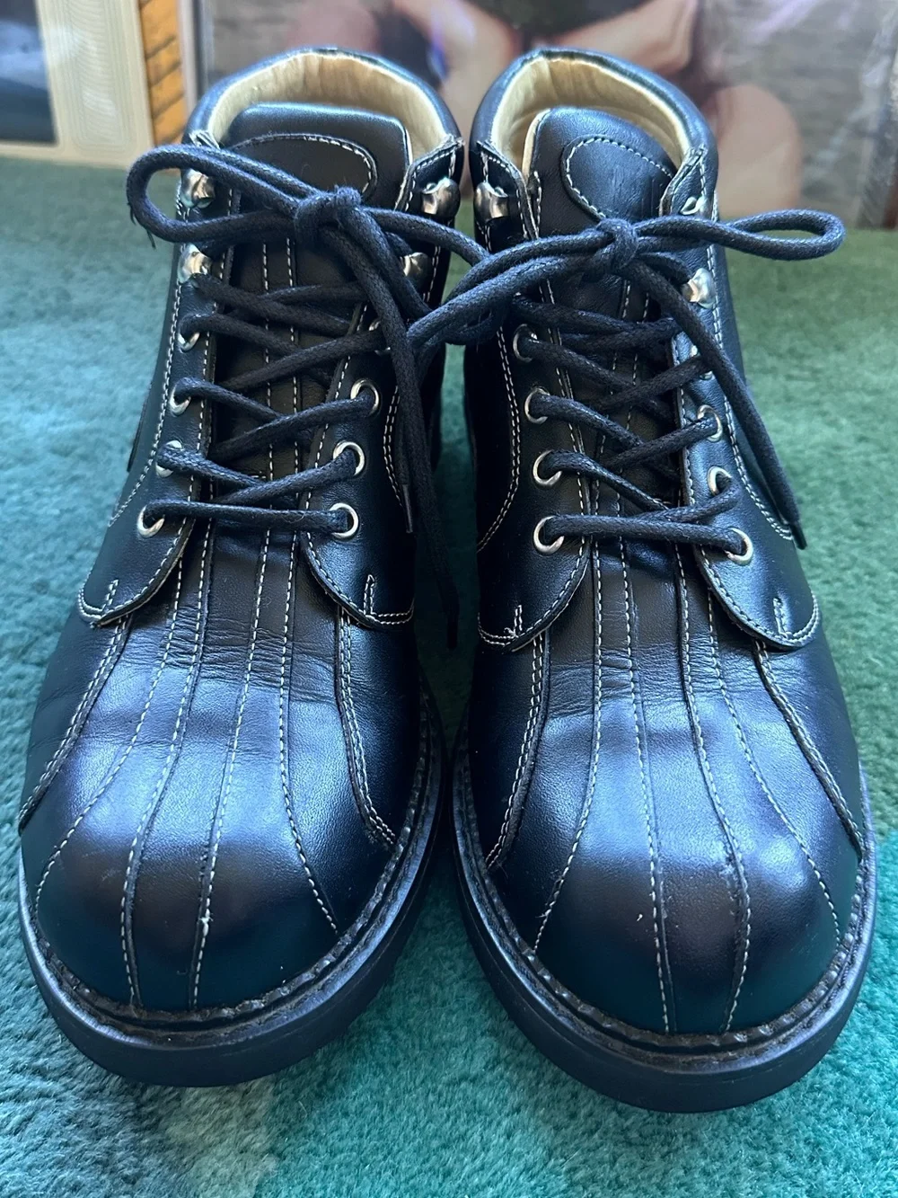 Fluevog VINTAGE EXCELLENT Angels Supervog black swirl ankle boot -W8.5/M7 - Picture 5 of 16
